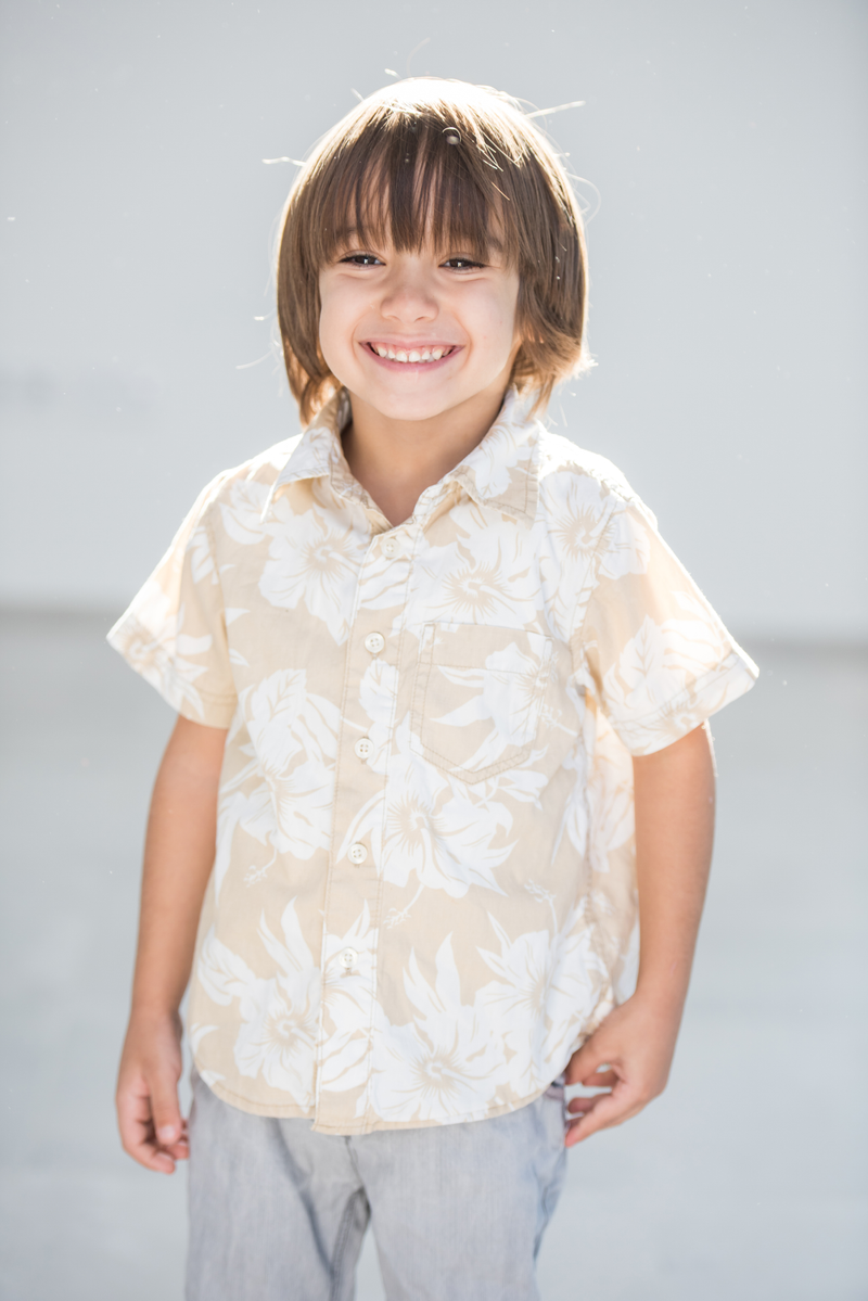 Boys Beige Floral Button-Up Shirt