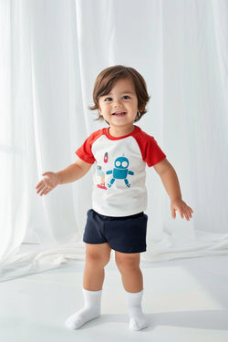 Toddler Robot Raglan Tee & Shorts Set