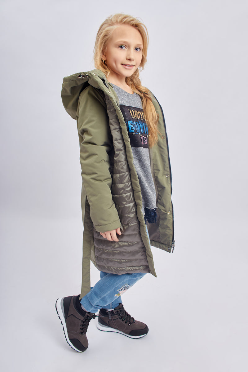 Girls Olive Green Parka Jacket